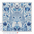 The Honey Square University of Kentucky cotton voile bandana with folk-art wildcat in Kentucky blue