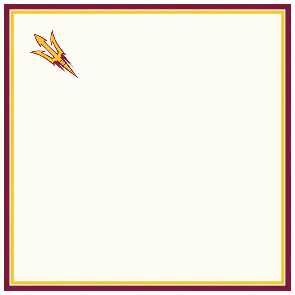 Honey Pocket: Arizona State University flat artwork, cream silk with maroon edge, gold line and ASU pitchfork