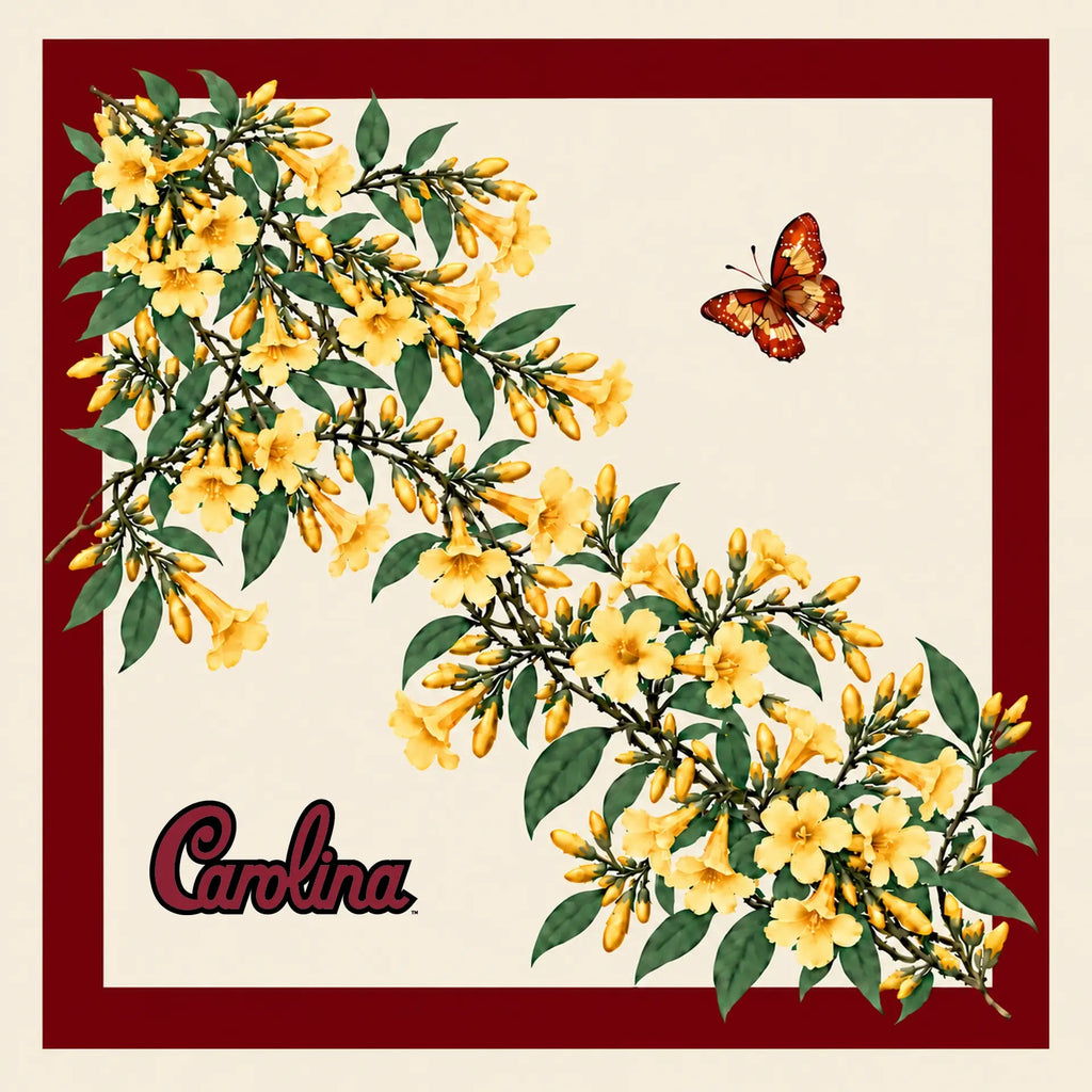 b.Honey Scarf: University of South Carolina — flat silk twill artwork