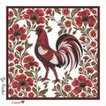 b.Honey Square University of South Carolina artwork: garnet border, red florals and Gamecock rooster, Go Cocks! and Cocky