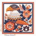 b.Honey Square: Auburn University — flat cotton voile artwork with eagle, flowers and AU mark