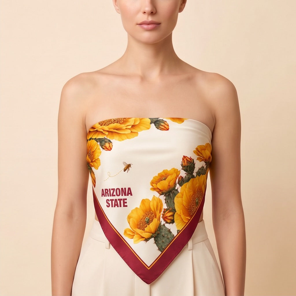 Arizona State b.Honey Scarf worn as a triangular front bandeau