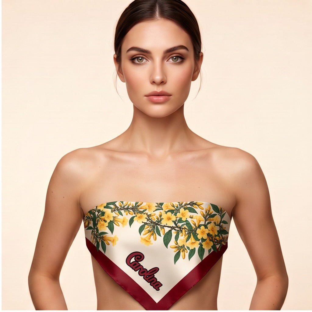 South Carolina b.Honey Scarf worn as a triangular front bandeau