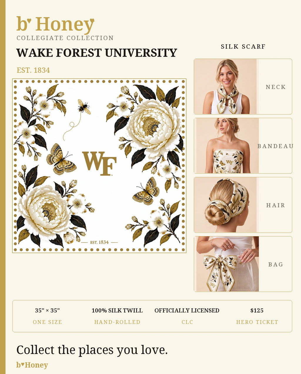 b.Honey Scarf: Wake Forest University product board