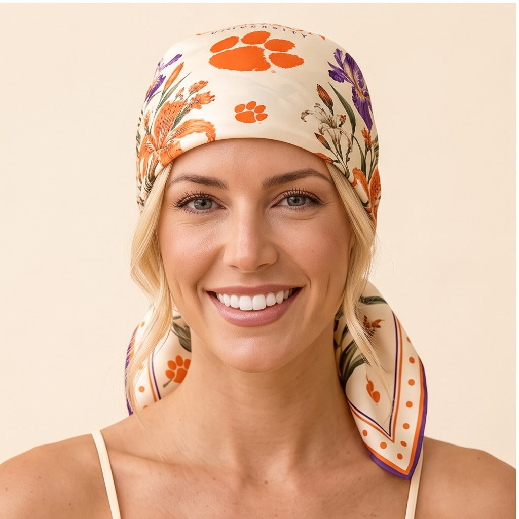 Clemson University Honey Scarf hair styling