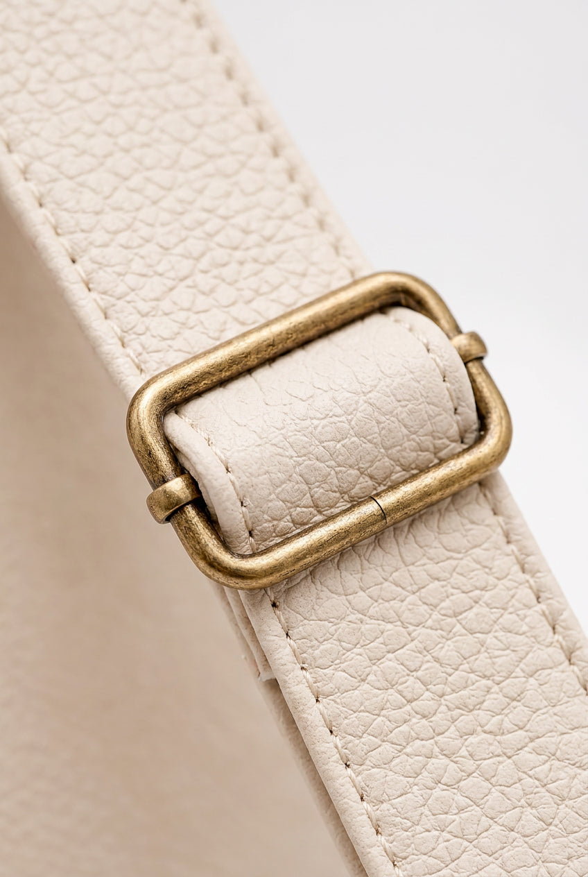 Adjustable strap with antique gold slide adjuster