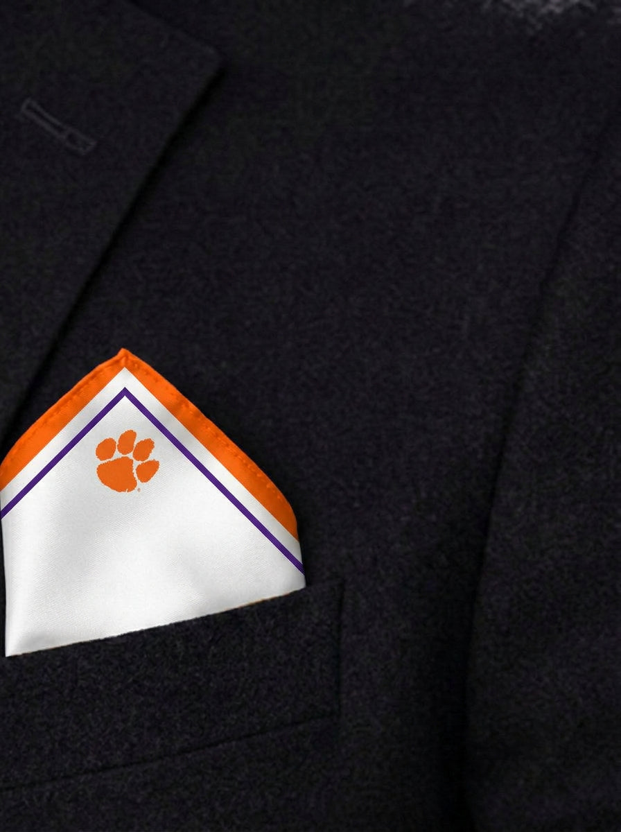 Clemson Honey Pocket worn in a jacket pocket, tiger paw reading upright