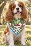 Cavalier King Charles spaniel wearing the Ole Miss b.Honey Paw bandana in the Grove