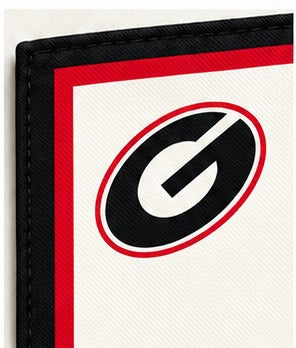 Close-up of the Georgia oval G mark on the pocket square