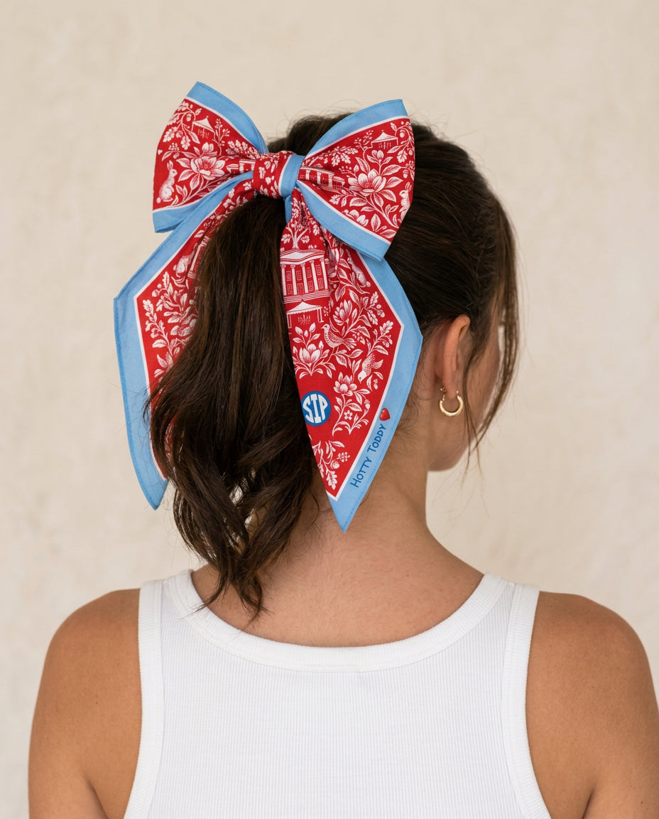 b.Honey Square™: University of Mississippi as a ponytail bow