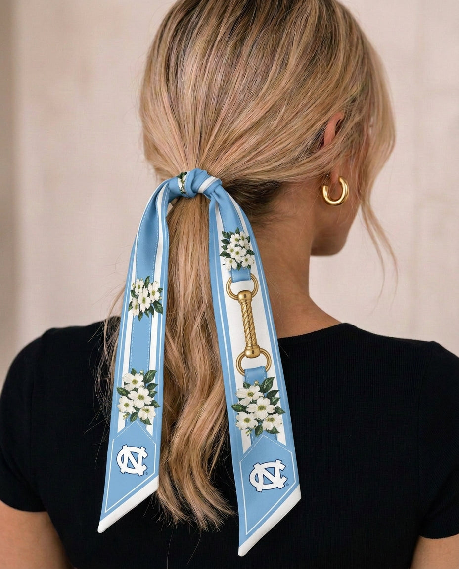 Tied in a ponytail