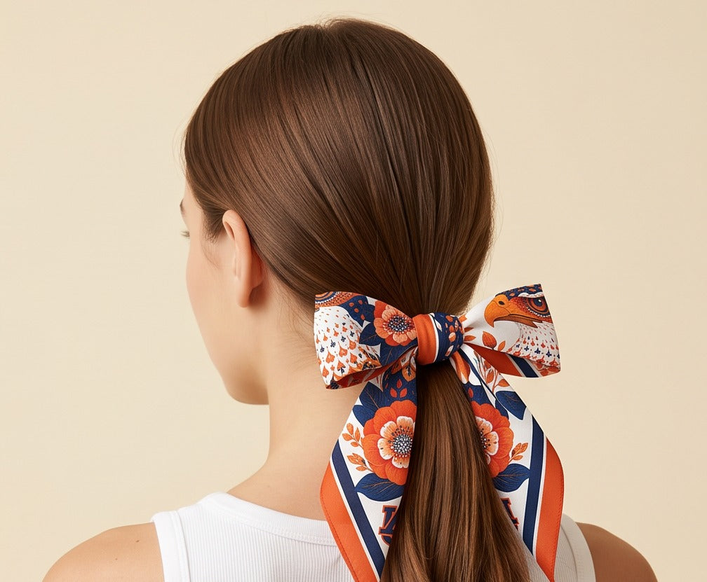Auburn b.Honey Square tied as a ponytail bow