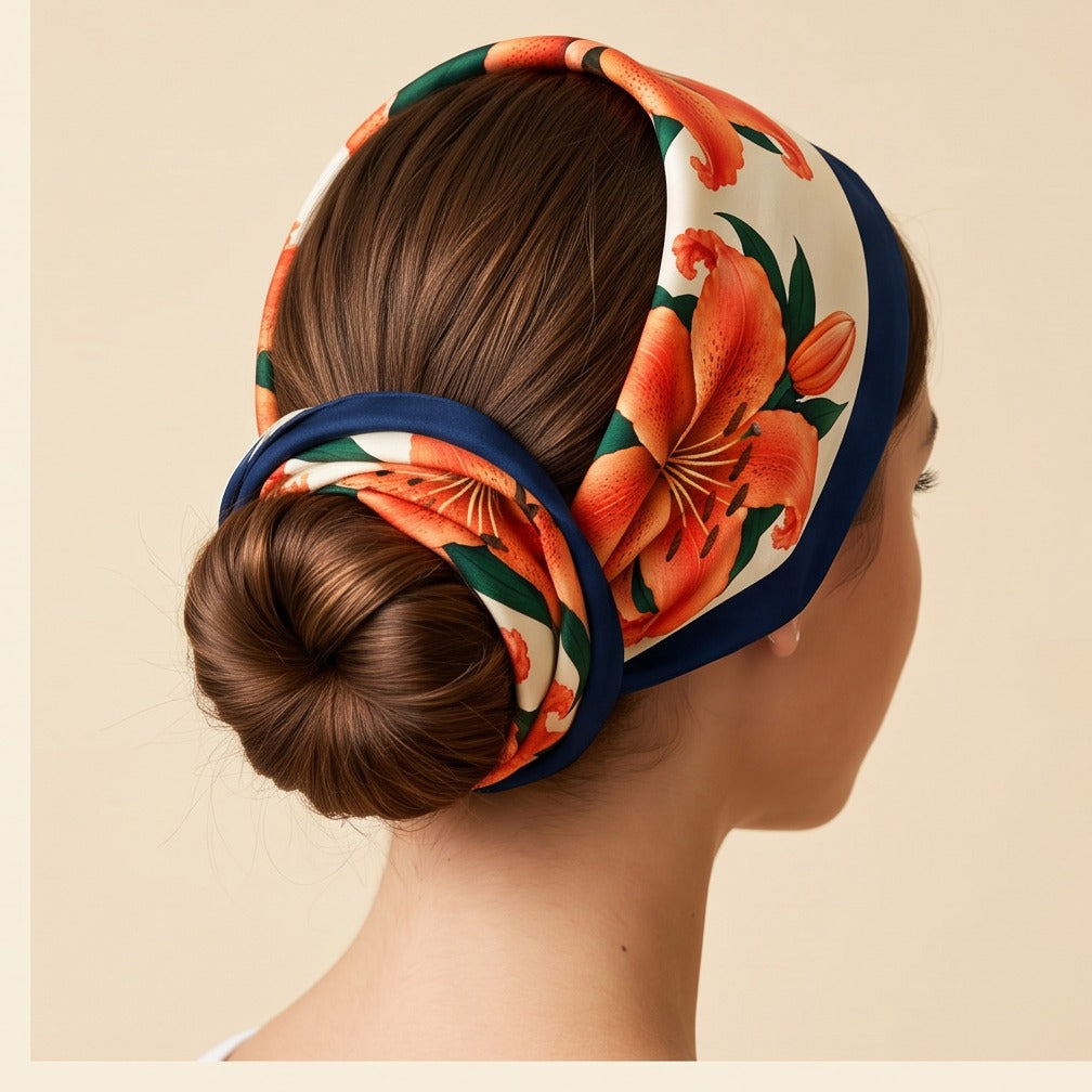 Auburn b.Honey Scarf as a headscarf