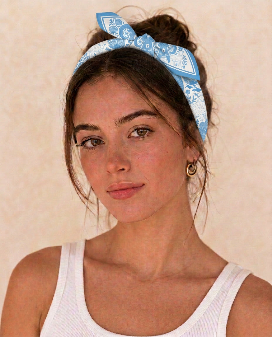 Worn as a headband