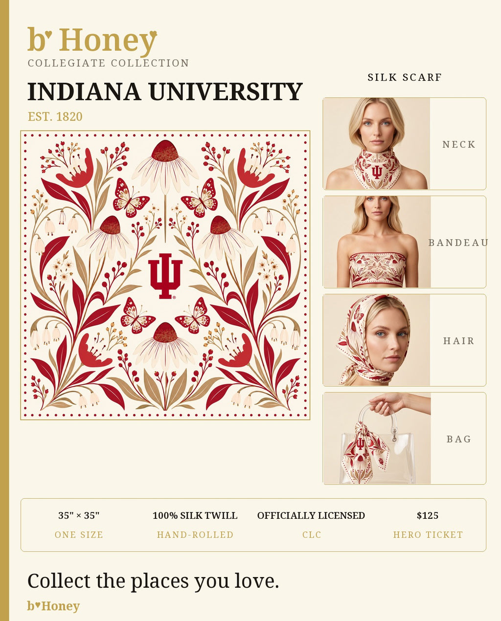 Indiana University Honey Scarf product board