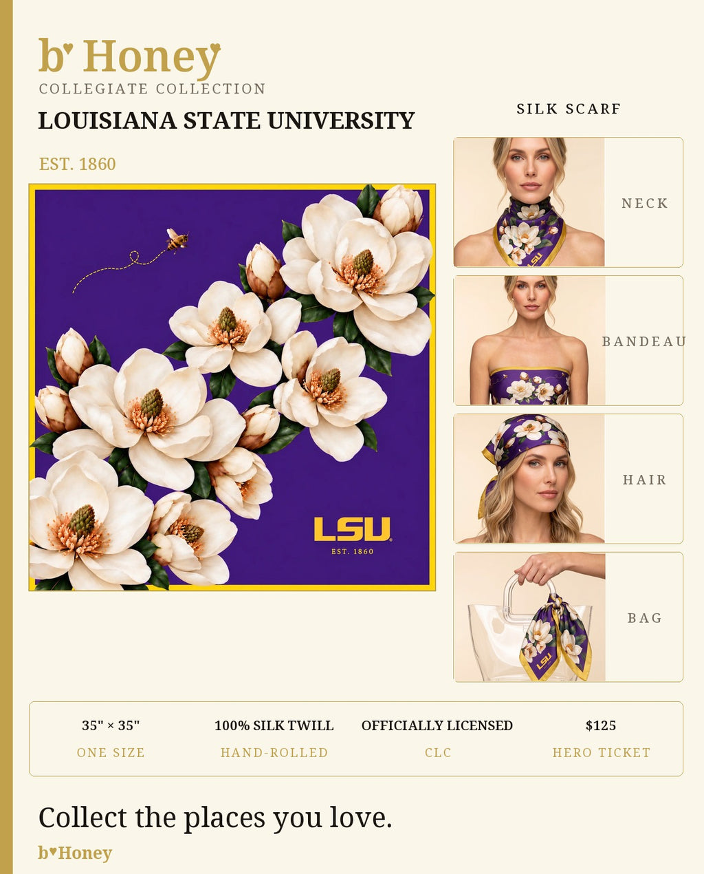 Louisiana State Honey Scarf product board