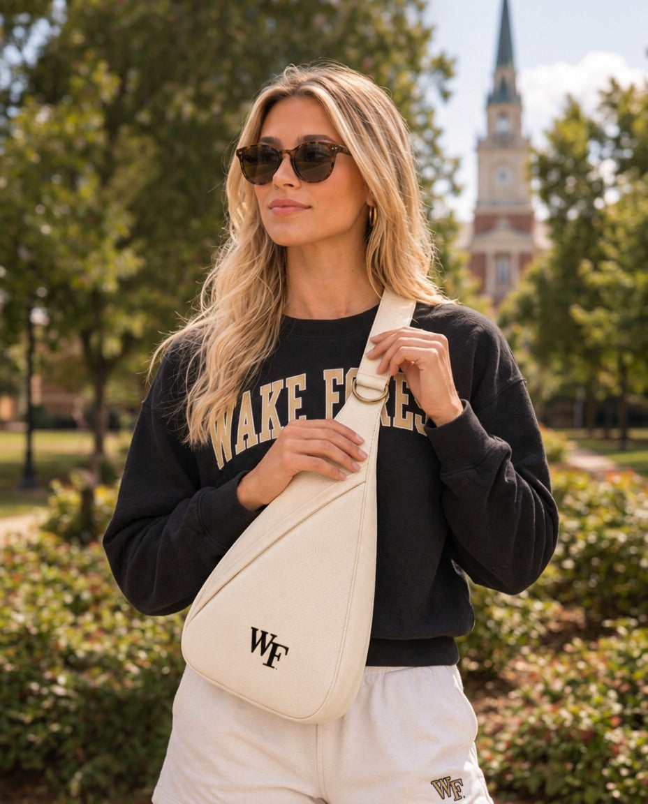 Wake Forest Honey Sling carried on one shoulder