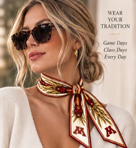 Model wearing Honey Ribbon: University of Minnesota