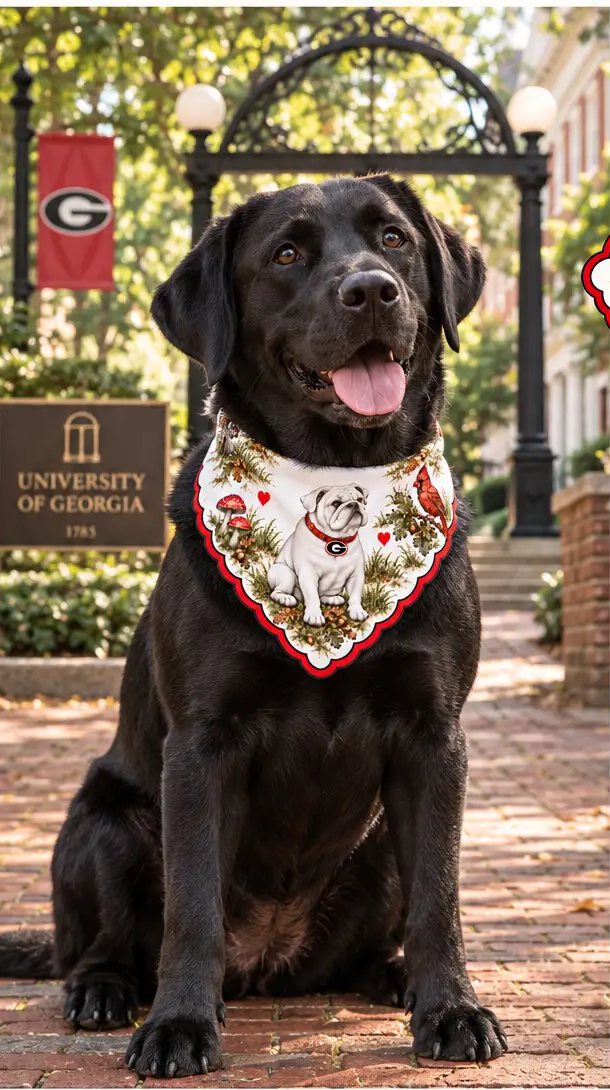 Dog wearing Honey Paw Georgia bandana