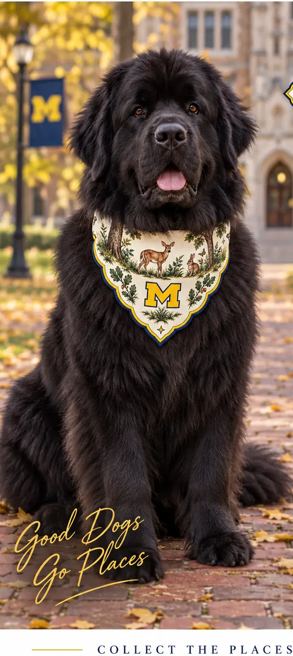 Dog wearing Honey Paw Michigan bandana