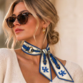 Model wearing Honey Ribbon University of Kentucky with UK logo on both ribbon tips