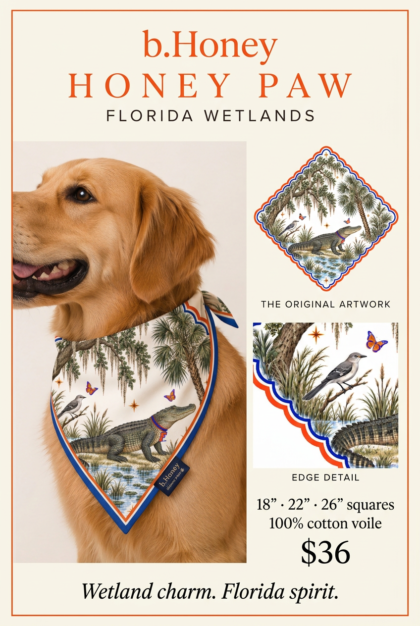 University of Florida Honey Paw product board — dog styling, flat artwork and edge detail