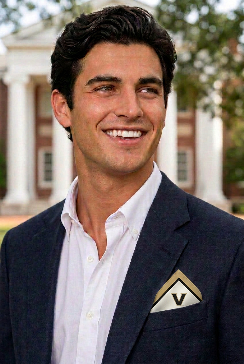 Model wearing the Vanderbilt b.Honey Pocket in a point fold