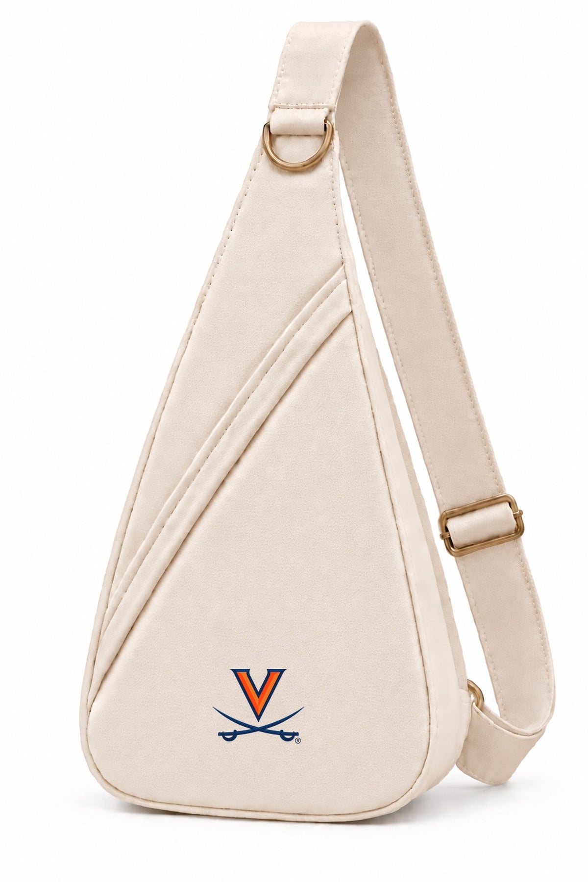 Honey Sling: University of Virginia ivory sling bag with matte gold hardware