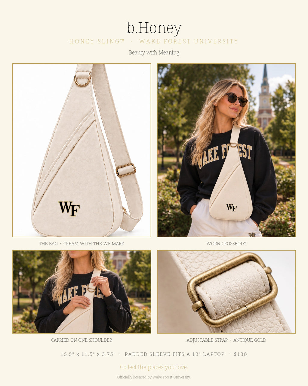 Honey Sling Wake Forest product board with styling options