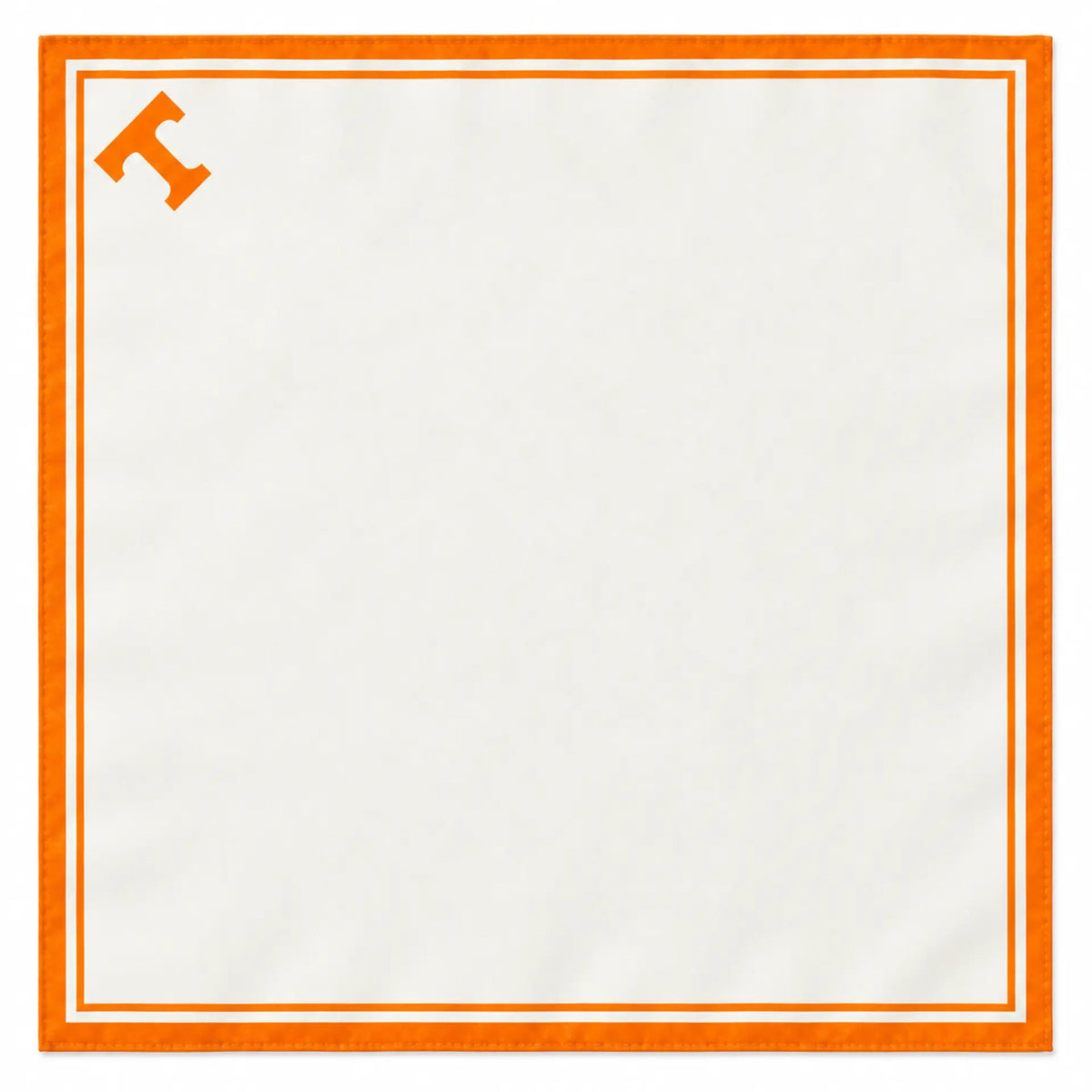 Tennessee orange bordered ivory pocket square with Power T mark