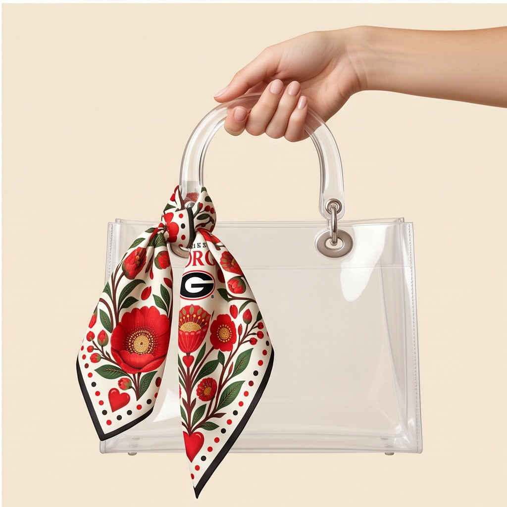 Georgia Honey Scarf on lucite handle bag