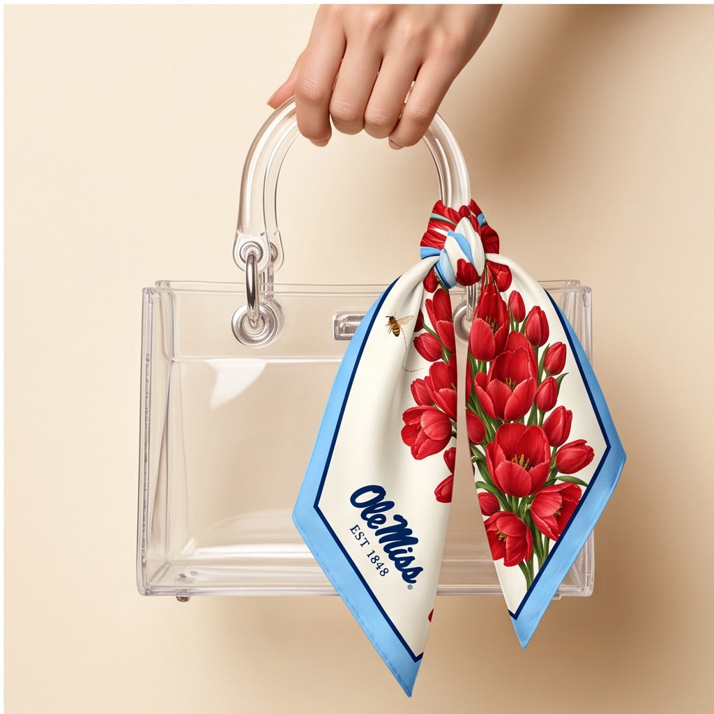 Ole Miss Honey Scarf on lucite handle bag