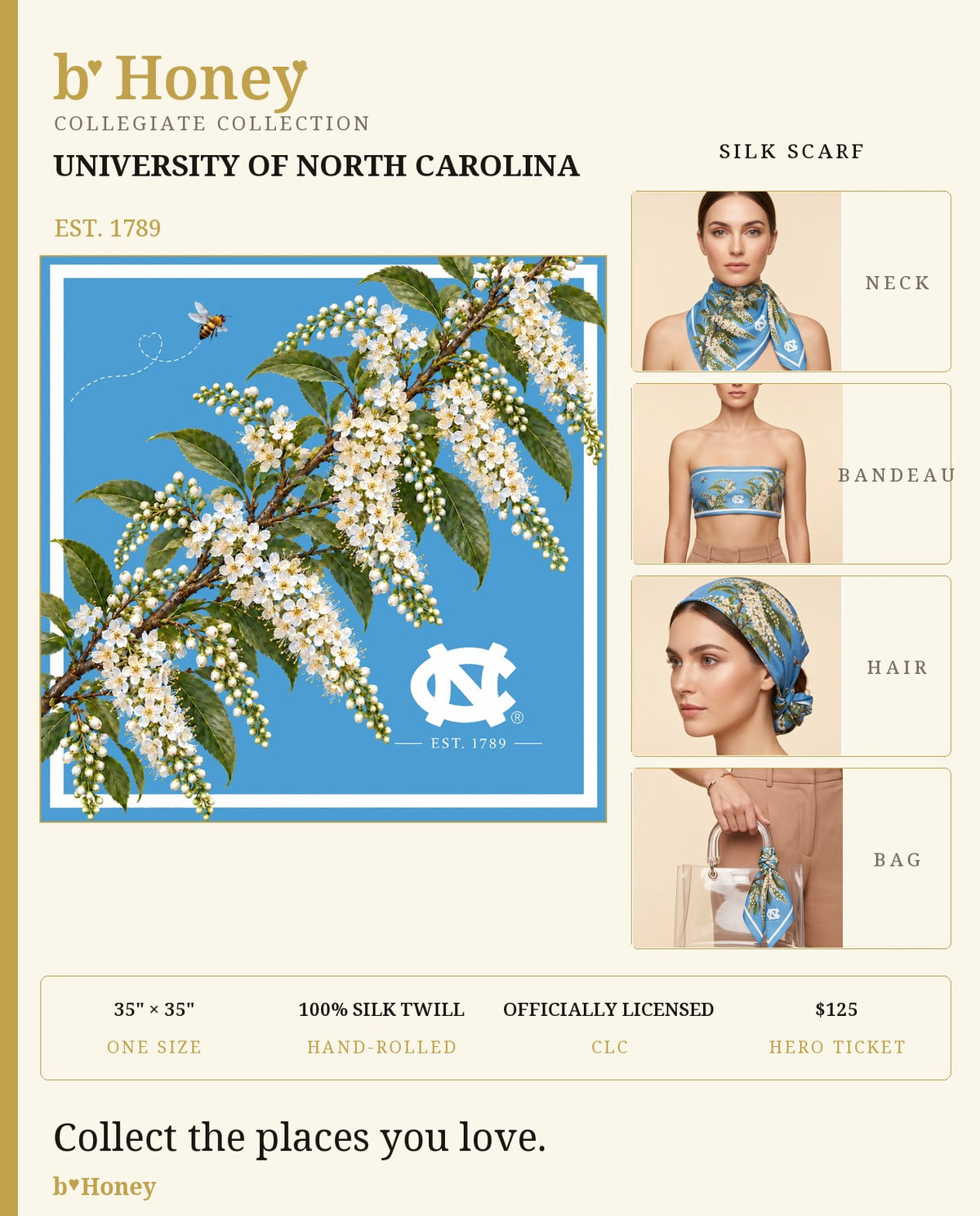 UNC Honey Scarf product board