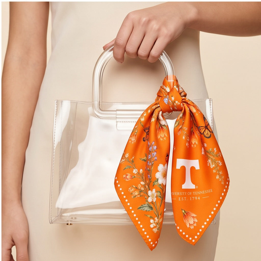 Tennessee Honey Scarf on lucite handle bag