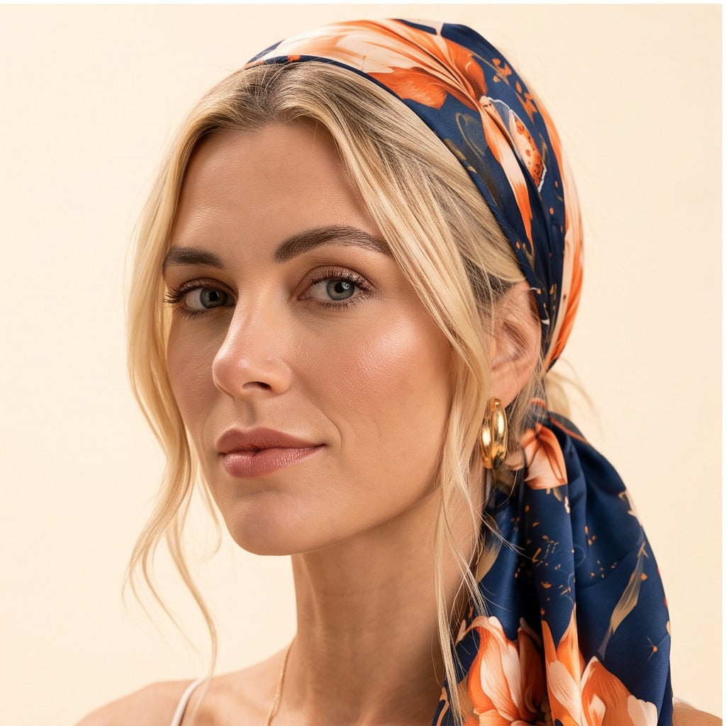 Virginia Honey Scarf hair styling